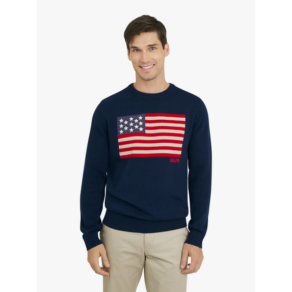 Chaps Men's & Big Men's Long Sleeve Flag Crewneck Sweater, Sizes S-3XL