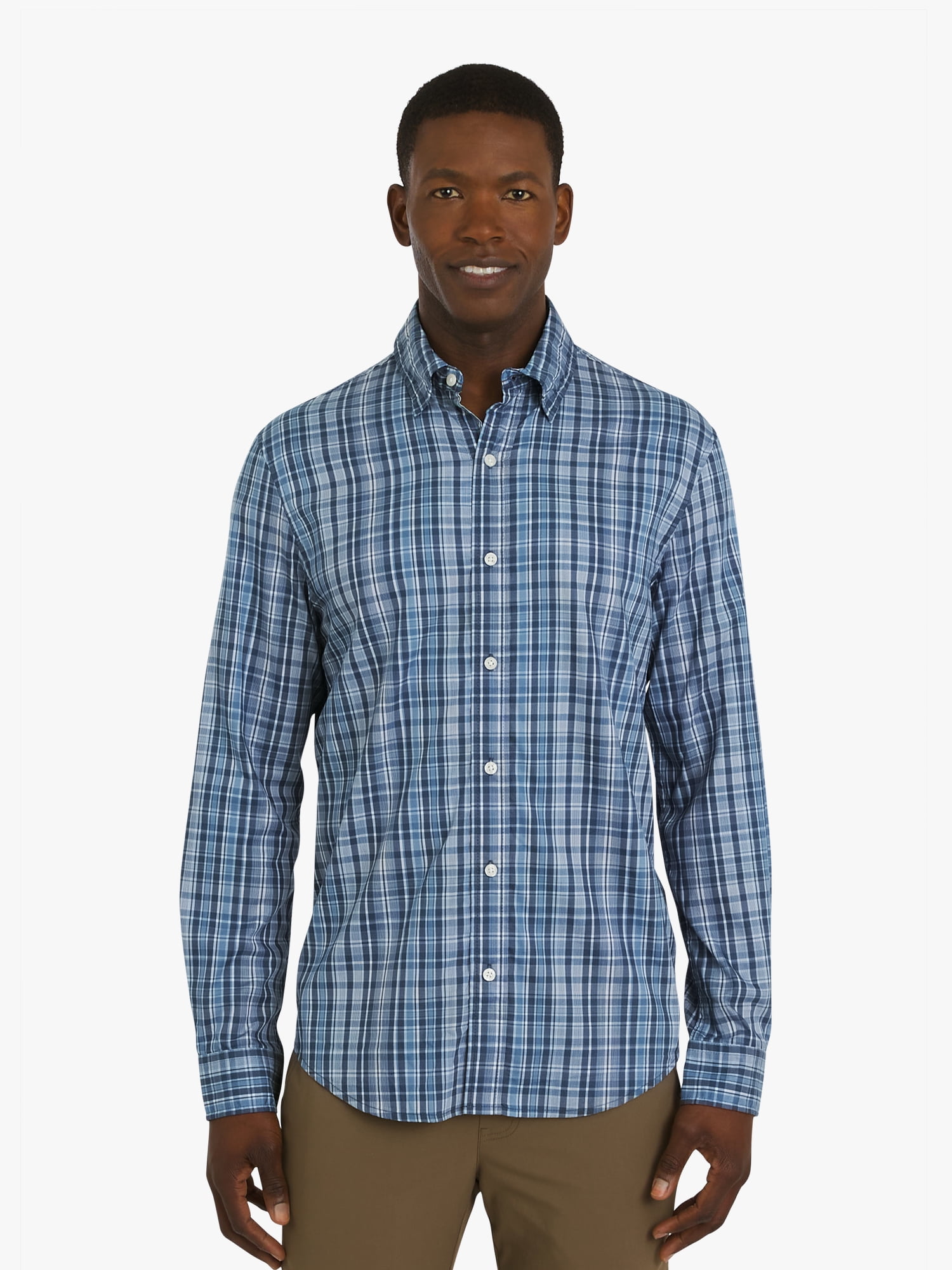 Chaps Men's & Big Men's Long Sleeve Flex Twill Yarn-Dye Woven Shirt, Sizes S-3XL