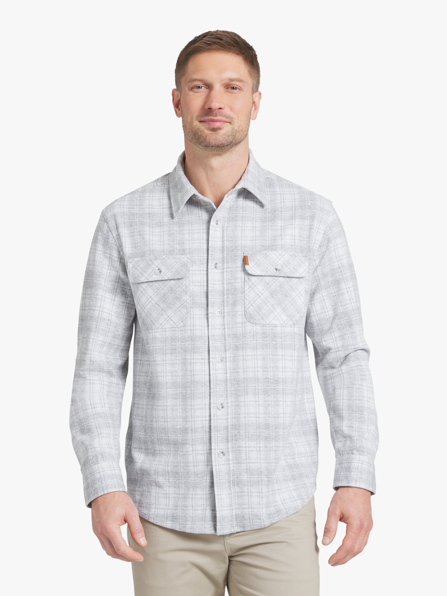 Chaps Men's & Big Men's Long Sleeve Knit Flannel Shirt, Sizes S-3XL