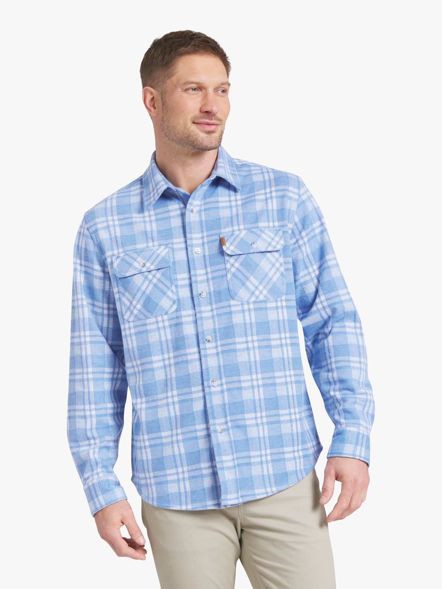 Chaps Men's & Big Men's Long Sleeve Knit Flannel Shirt, Sizes S-3XL