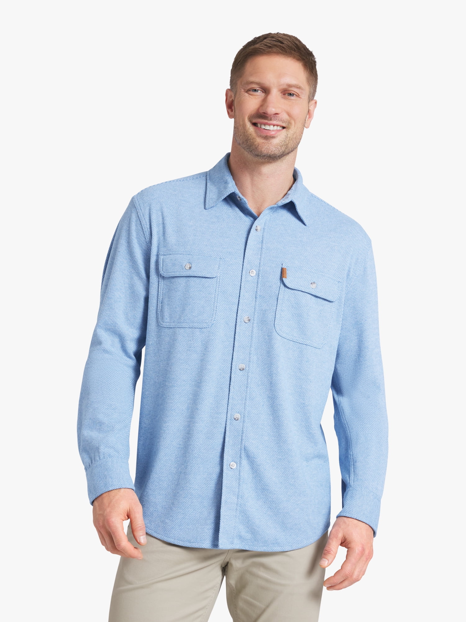 Chaps Men's & Big Men's Long Sleeve Knit Flannel Shirt, Sizes S-3XL