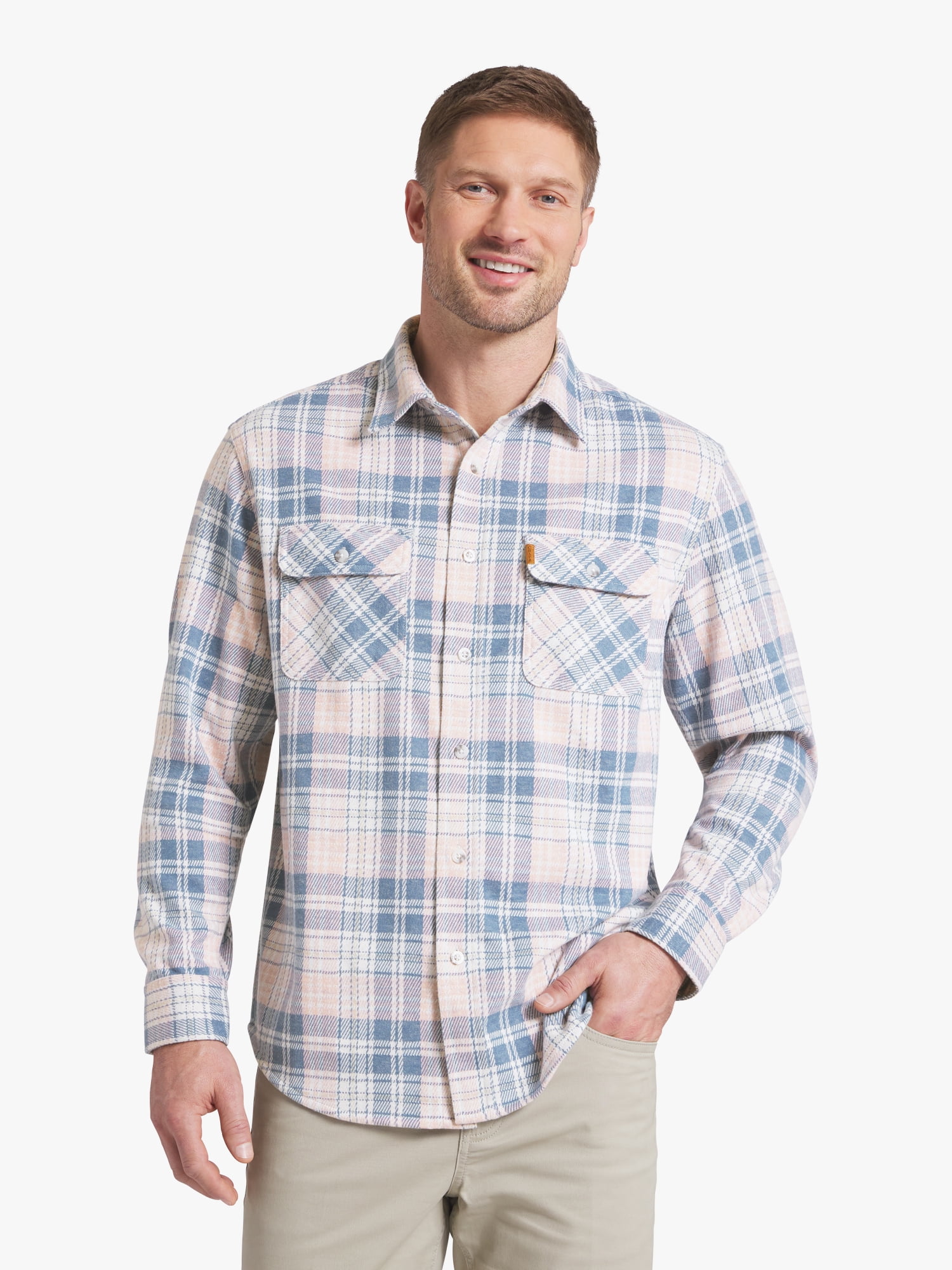 Chaps Men's & Big Men's Long Sleeve Knit Flannel Shirt, Sizes S-3XL
