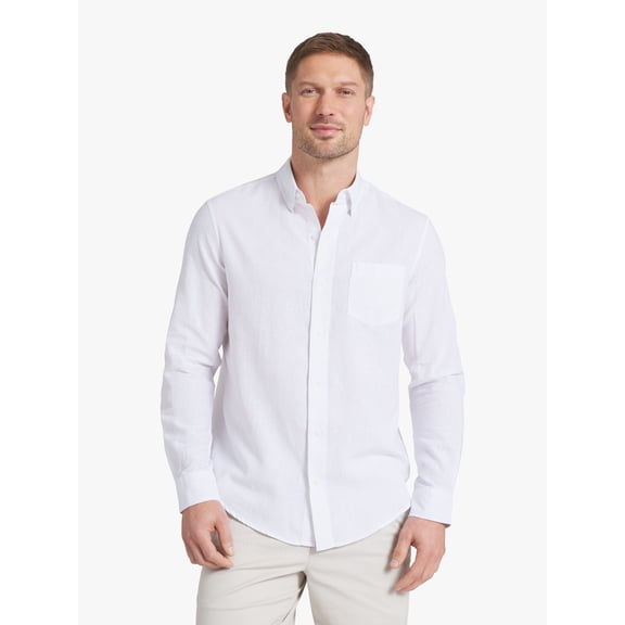 Chaps Men's & Big Men's Long Sleeve Linen Shirt, Sizes S-3XL