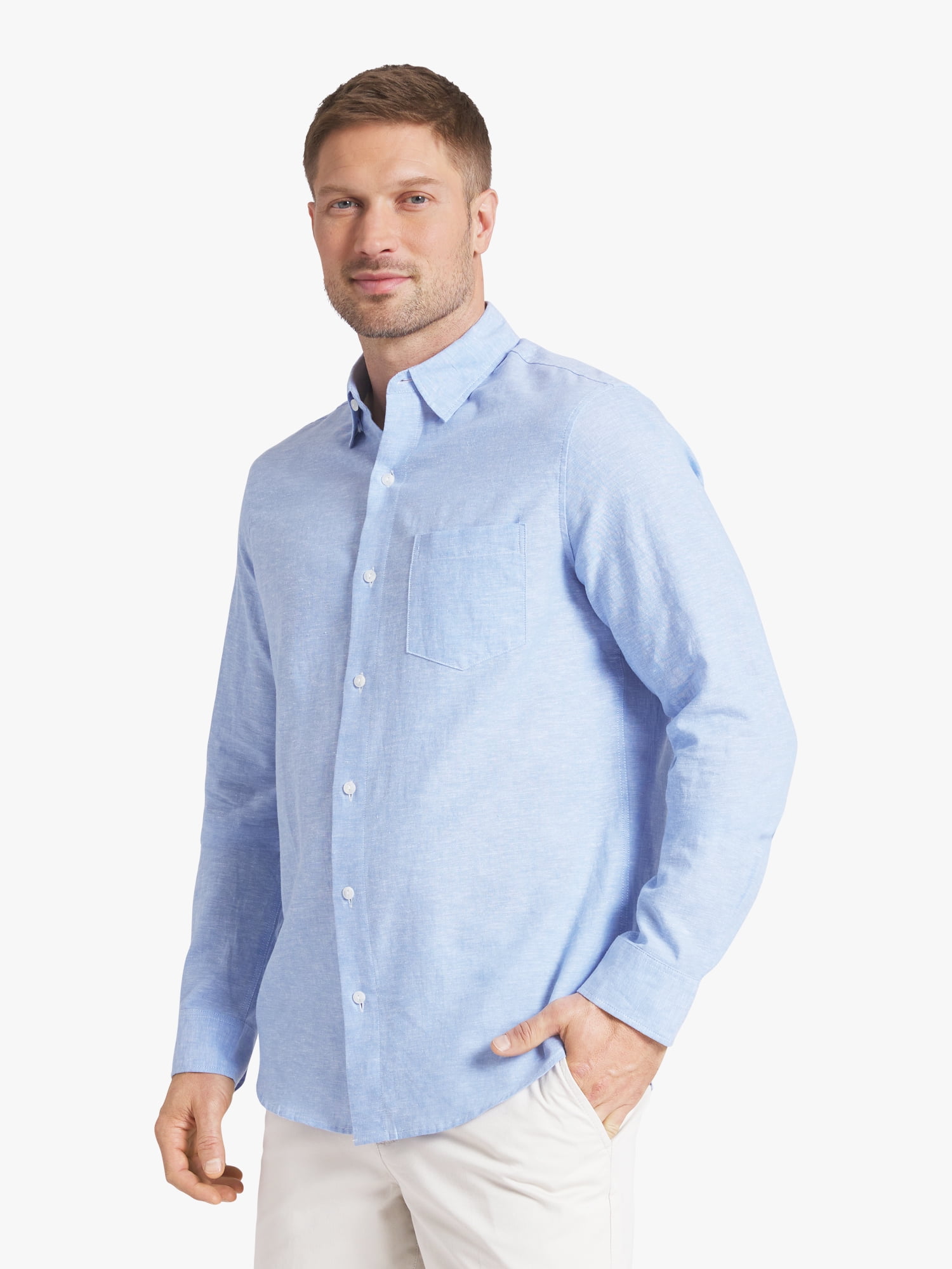 Chaps Men's & Big Men's Long Sleeve Linen Shirt, Sizes S-3XL