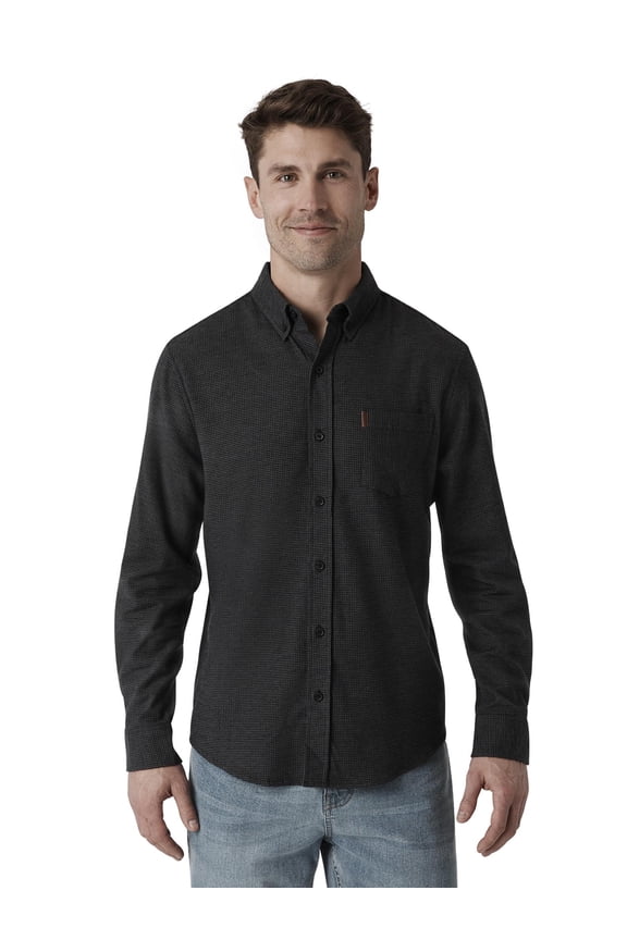 Men's & Big Men's Long Sleeve Stretch Button Down Flannel Shirt