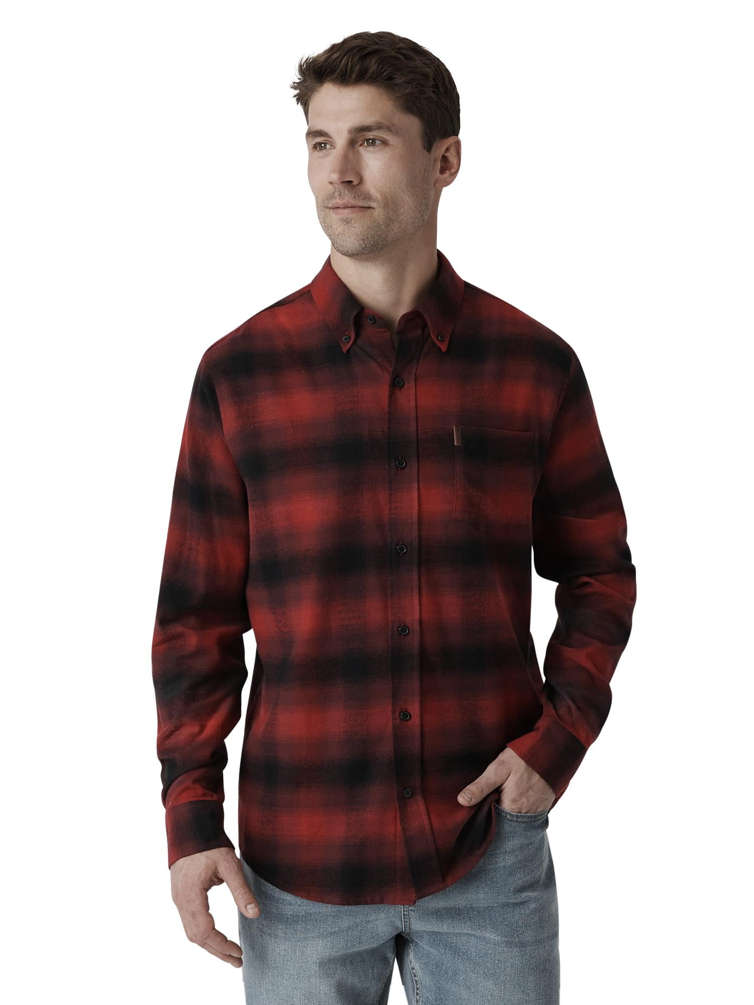 Chaps Men's \u0026 Big Men's Long Sleeve Stretch Button Down Flannel Shirt -  Walmart.com