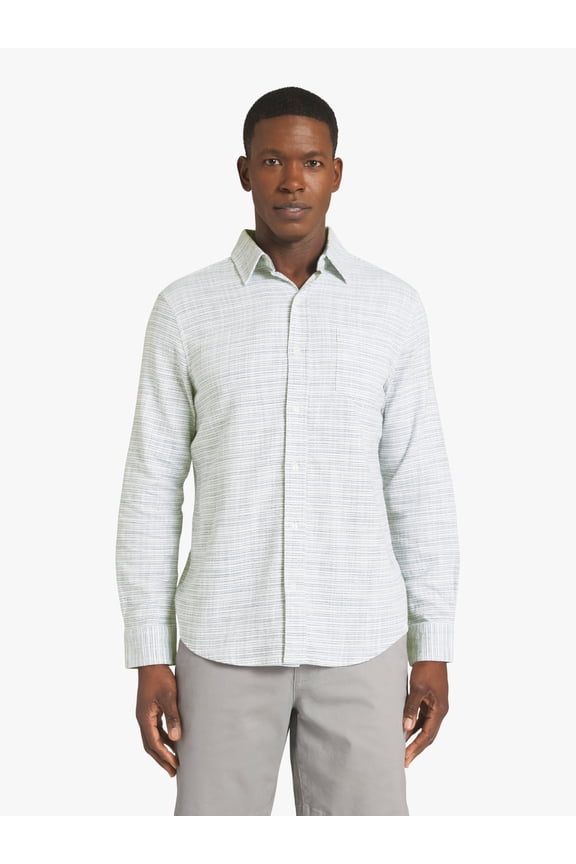 Men's & Big Men's Long Sleeve Texured Woven Shirt, Sizes S-3XL