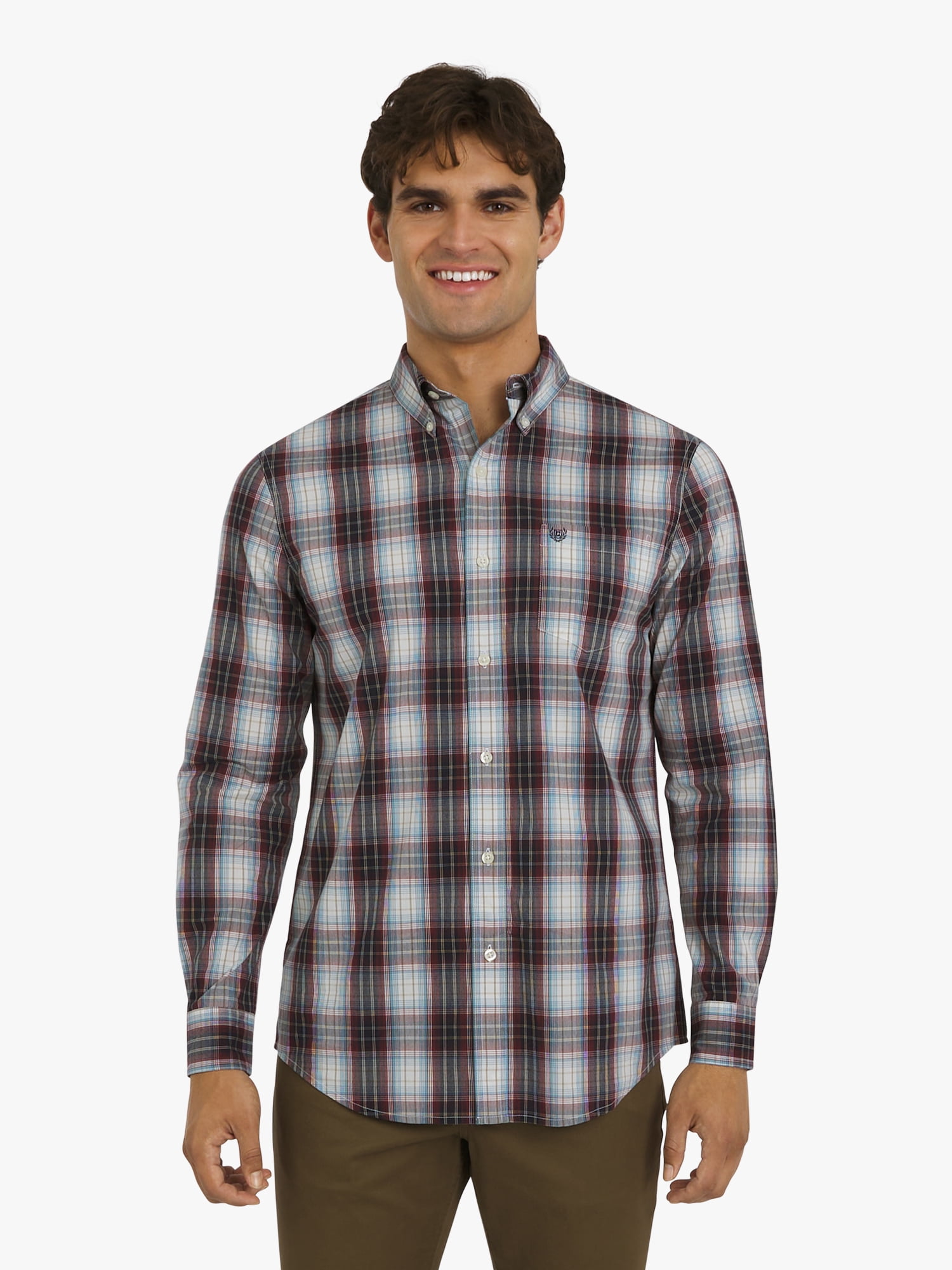chaps big and tall dress shirts Chaps Men's Big & Tall Short Sleeve Printed Woven Shirt, Navy Blue, XLT, Cotton