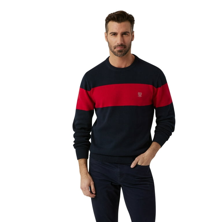 Chaps Men s Big Men s Original Cotton Crewneck Color Block Sweater Walmart