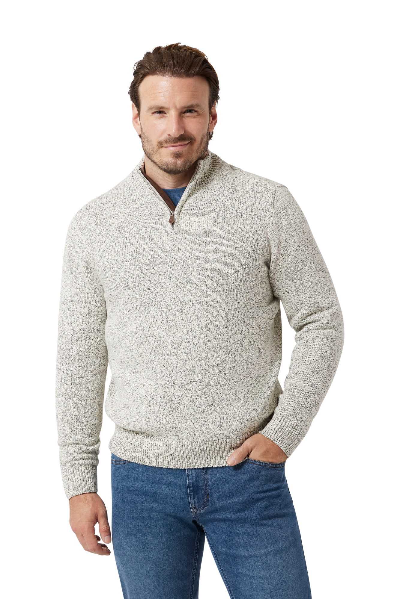 Chaps Men's & Big Men's Original Quarter Zip Twist Mockneck Sweater ...