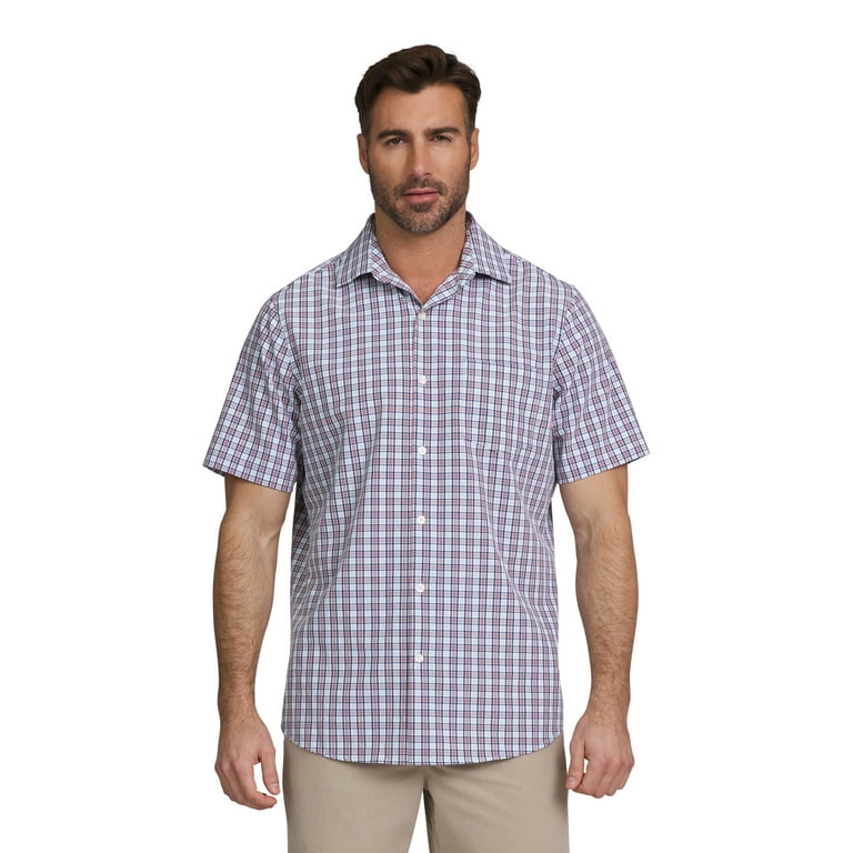 Chaps Men s Big Men s Performance Button Down Shirt with Short Sleeves Sizes S 2XL Walmart