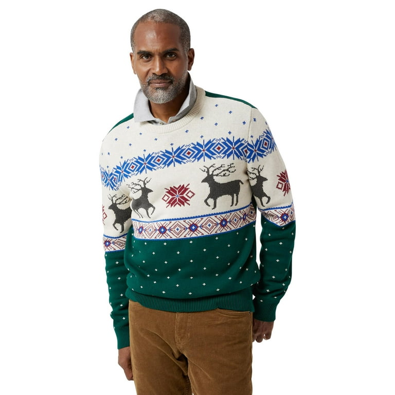 Chaps Men s Big Men s Reindeer Crewneck Sweater