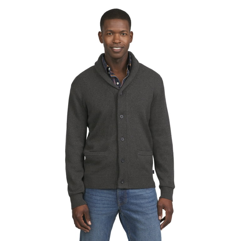Chaps Men s Big Men s Shawl Cardigan Button Front Sweater Sizes S 2xl Size Small Gray