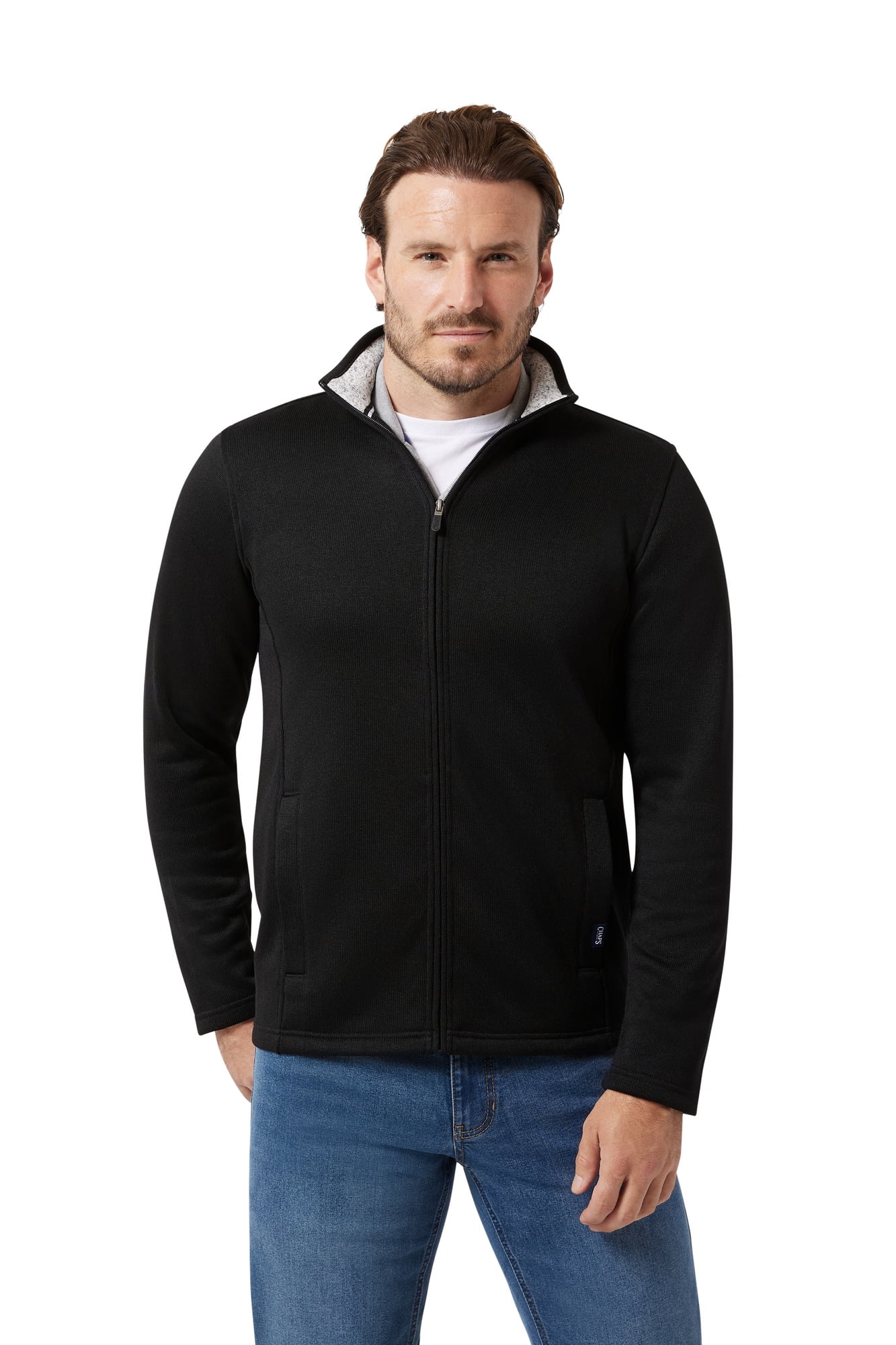 Chaps Men's & Big Men's Sherpa Lined Fleece Snap Front Sweater Jacket ...