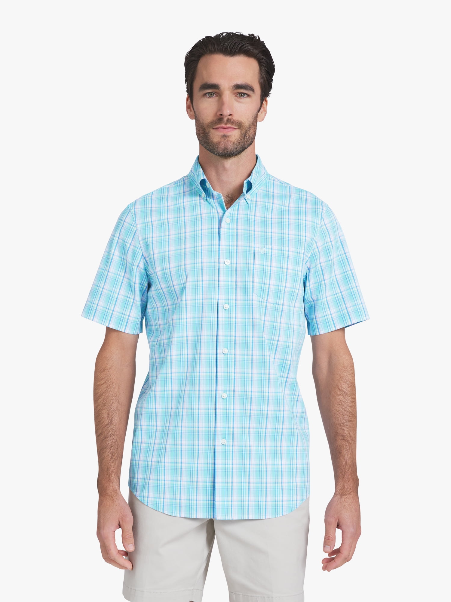 Chaps Men's & Big Men's Short Sleeve Easy Care Stretch Poplin Shirt, Sizes S-3XL