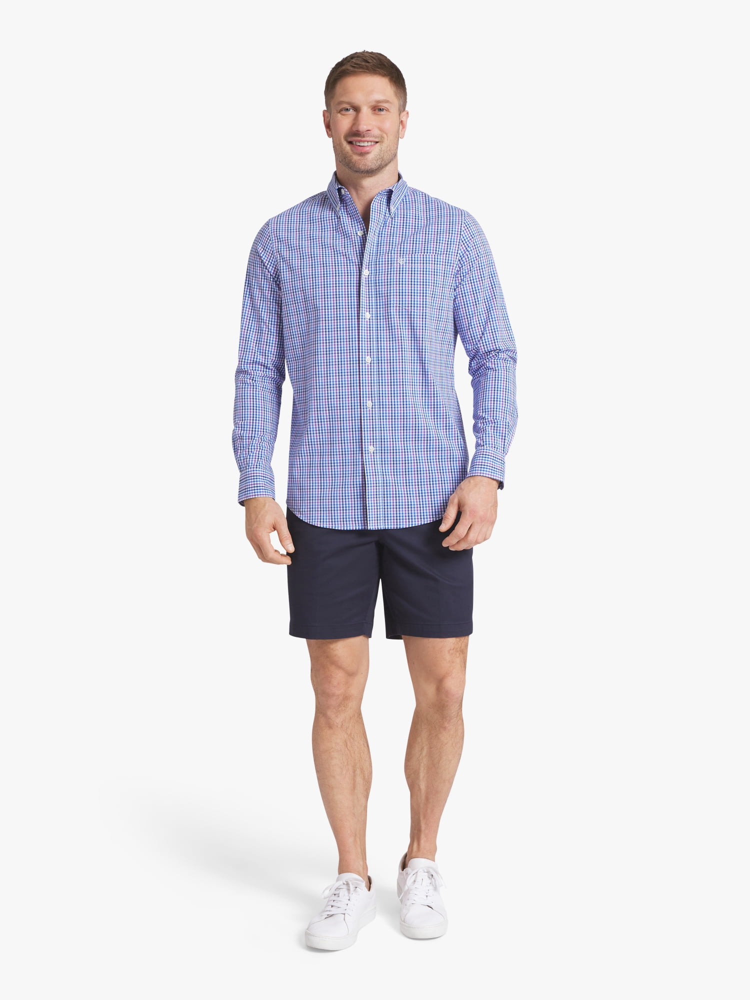 Chaps Men's & Big Men's Short Sleeve Easy Care Stretch Poplin Shirt, Sizes S-3XL