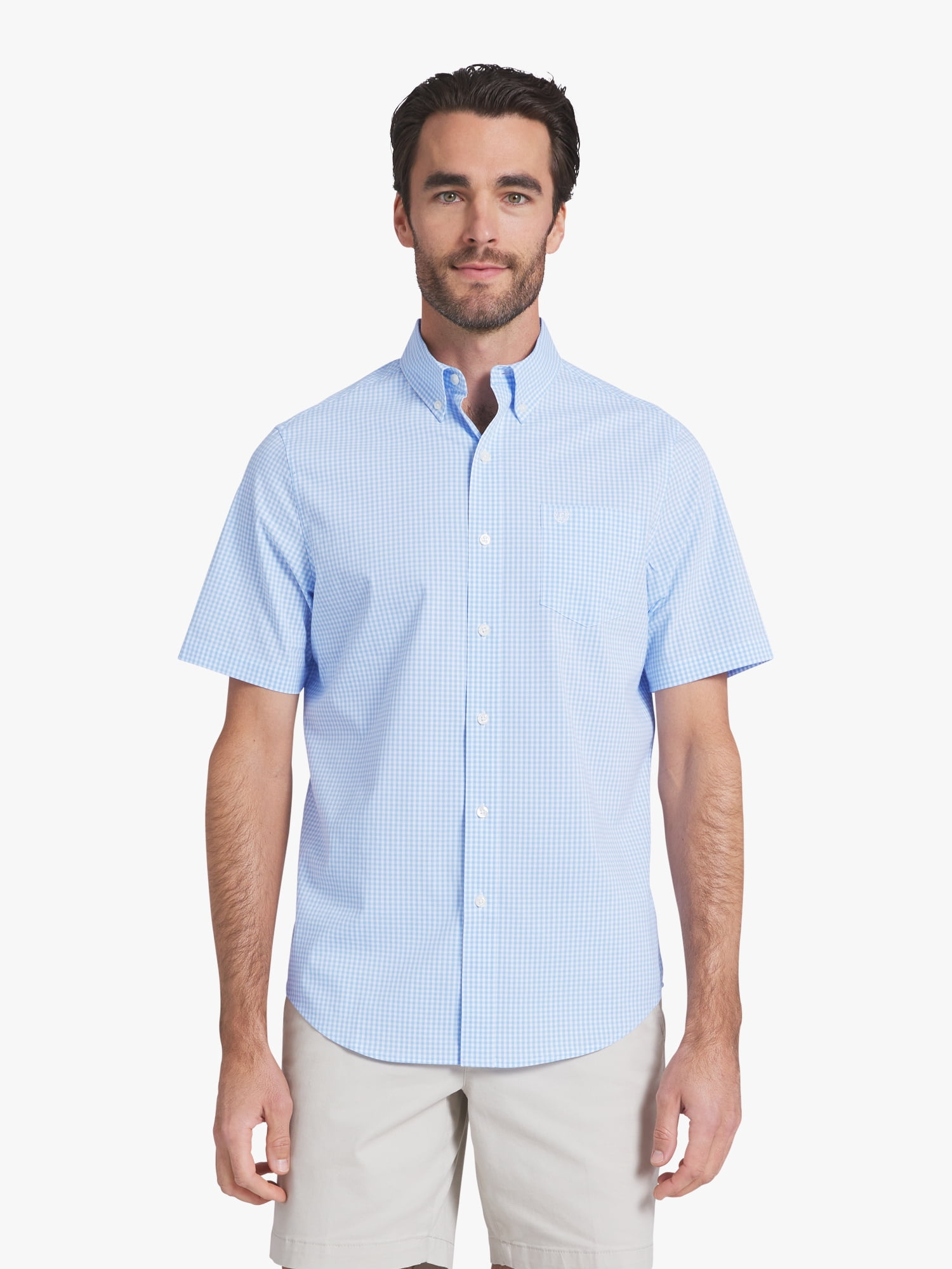 Chaps Men's & Big Men's Short Sleeve Easy Care Stretch Poplin Shirt, Sizes S-3XL
