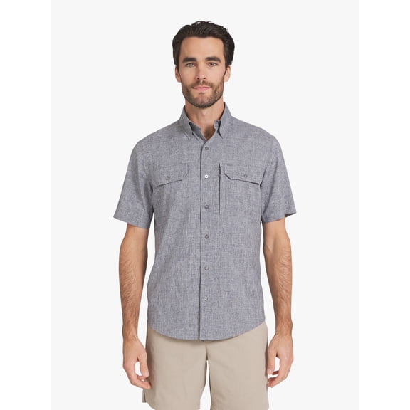 Chaps Men's & Big Men's Tech Chambray Short Sleeve Shirt, Sizes S-3XL
