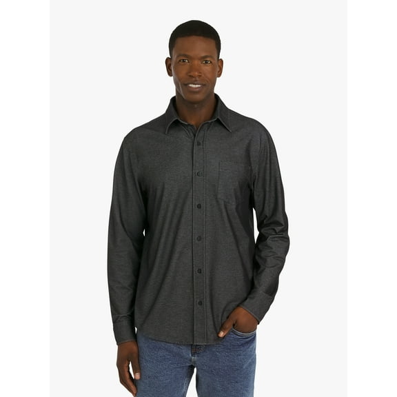 Chaps Men's & Big Men's Tech Oxford Long Sleeve Knit Shirt, Sizes S-3XL