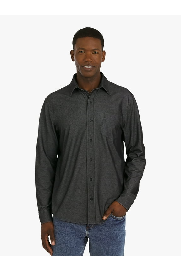 Men's & Big Men's Tech Oxford Long Sleeve Knit Shirt, Sizes S-3XL