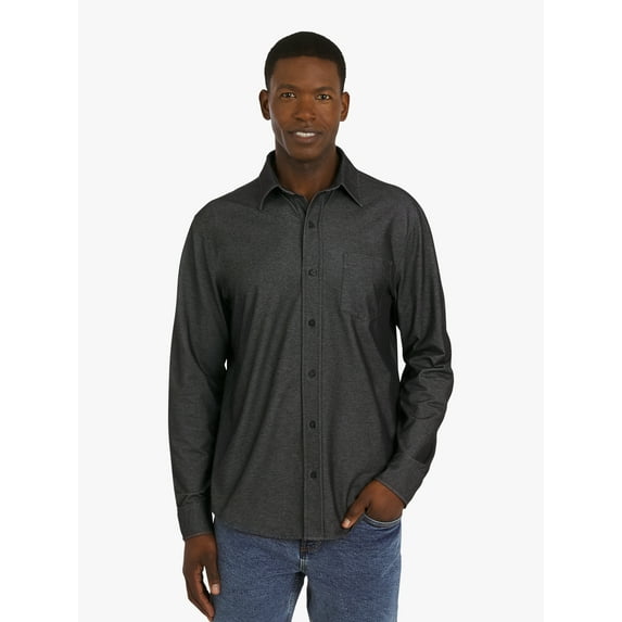 Chaps Men's & Big Men's Tech Oxford Long Sleeve Knit Shirt, Sizes S-3XL