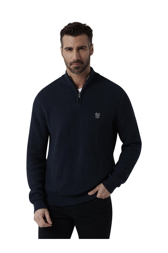 Men's & Big Men's Twist Honeycomb Solid Quarter Zip Sweater