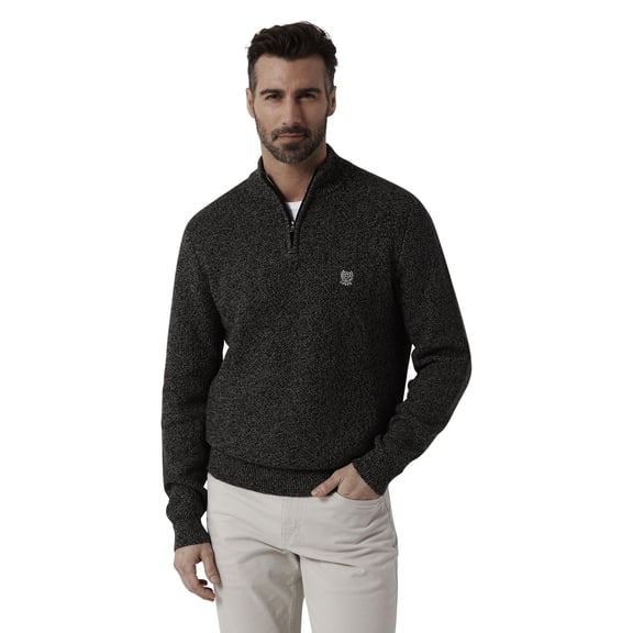 Chaps Men's & Big Men's Twist Honeycomb Solid Quarter Zip Sweater