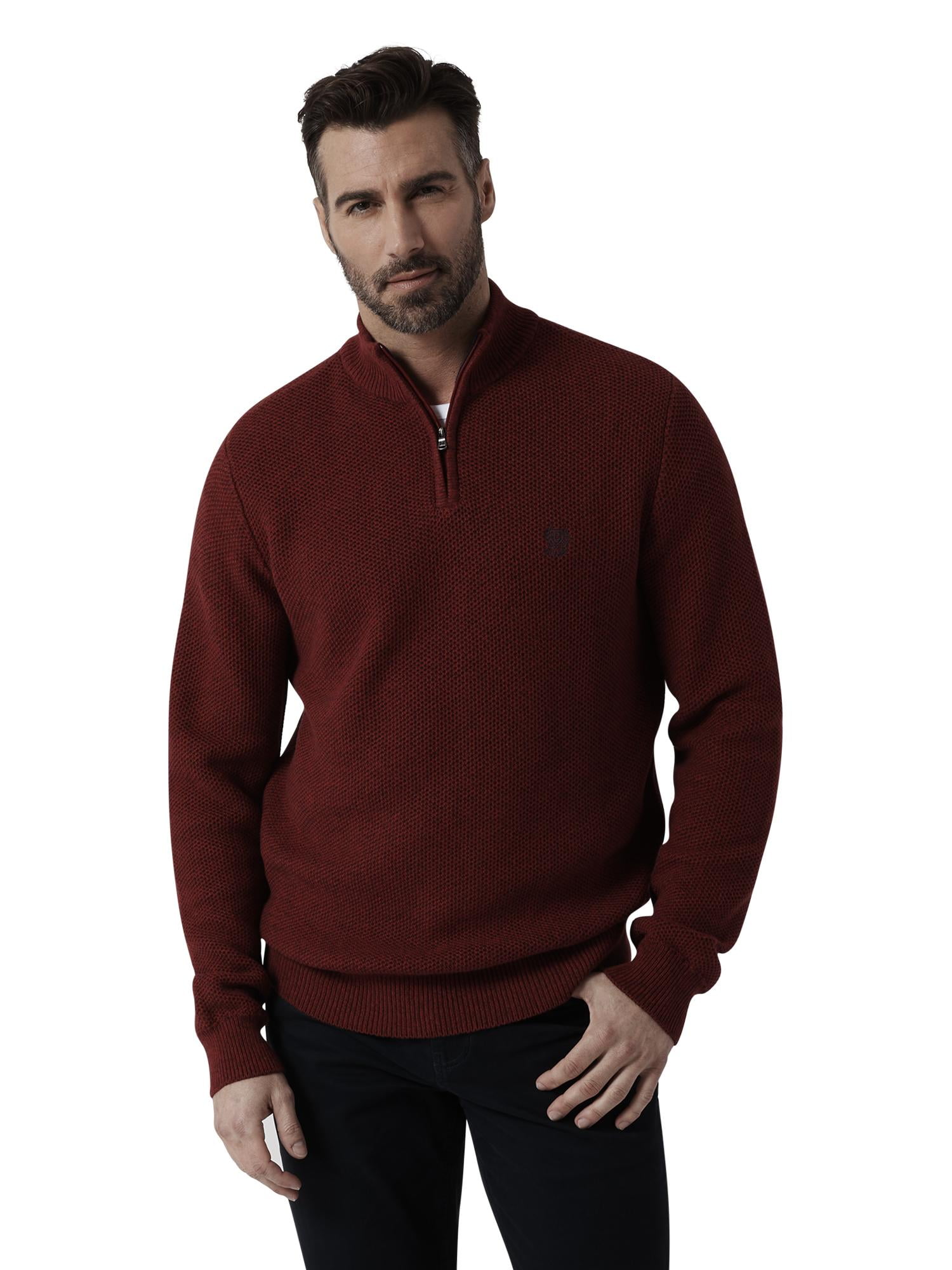 Chaps Men's & Big Men's Twist Solid Quarter Zip Sweater