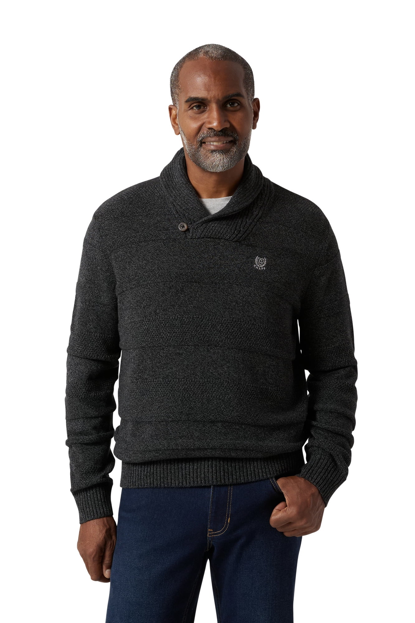 Chaps Men s Big Men s Twist Textured Shawl Collar Sweater Sizes S 4xl