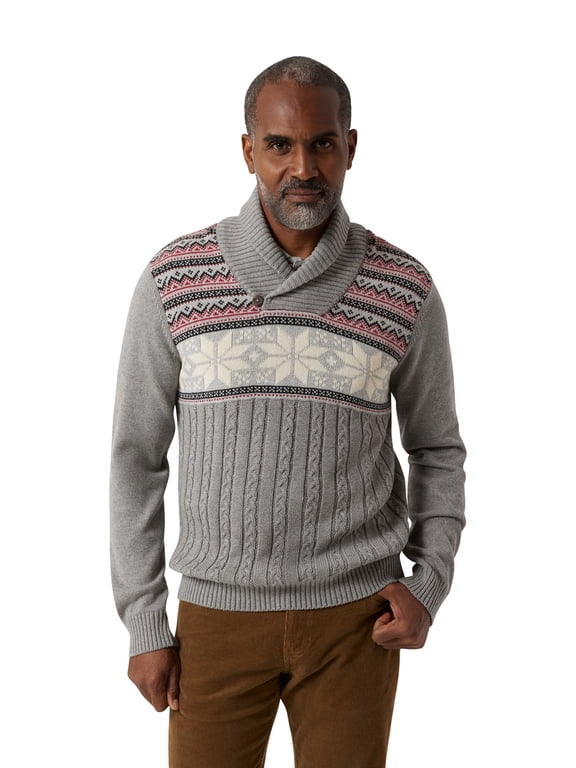 Men's & Big Men's Twist Textured Shawl Collar Sweater