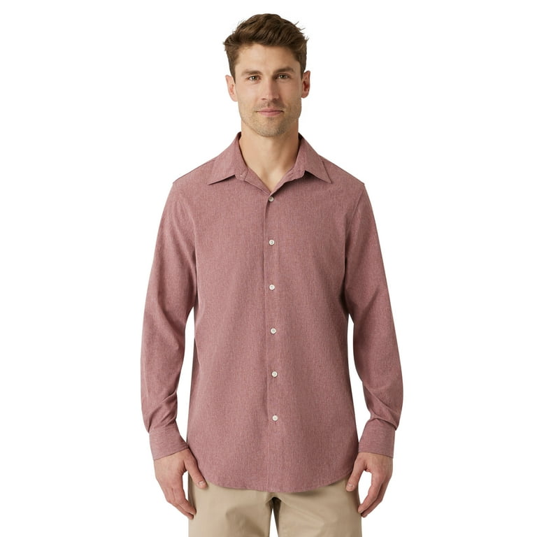 Chaps Men's & Big Men's Wrinkle Resistant Stretch Long Sleeve Button Down  Shirt 