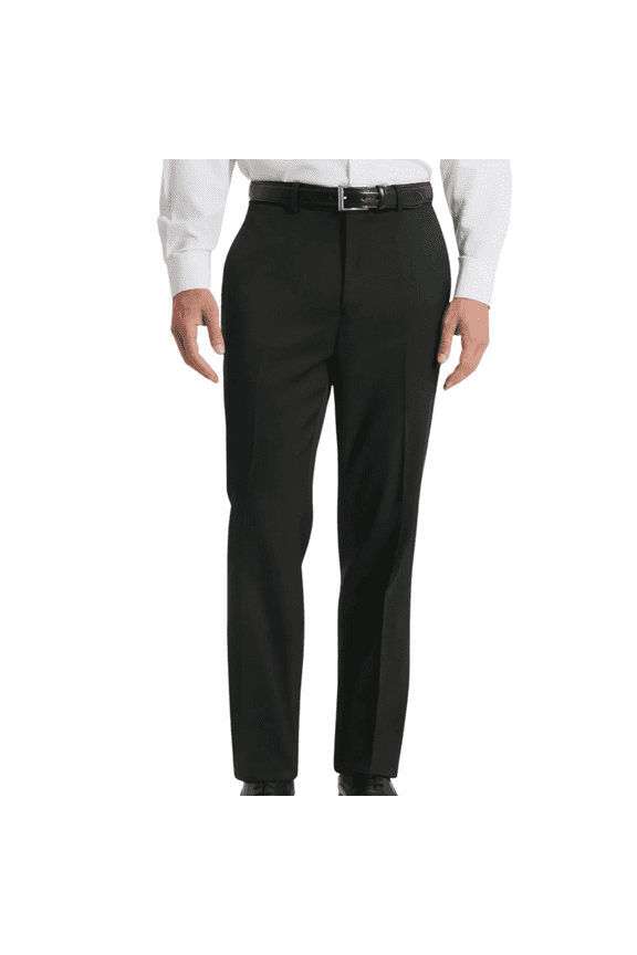 Mens Classic Fit Flat Front Dress Pants, Black, 34x34