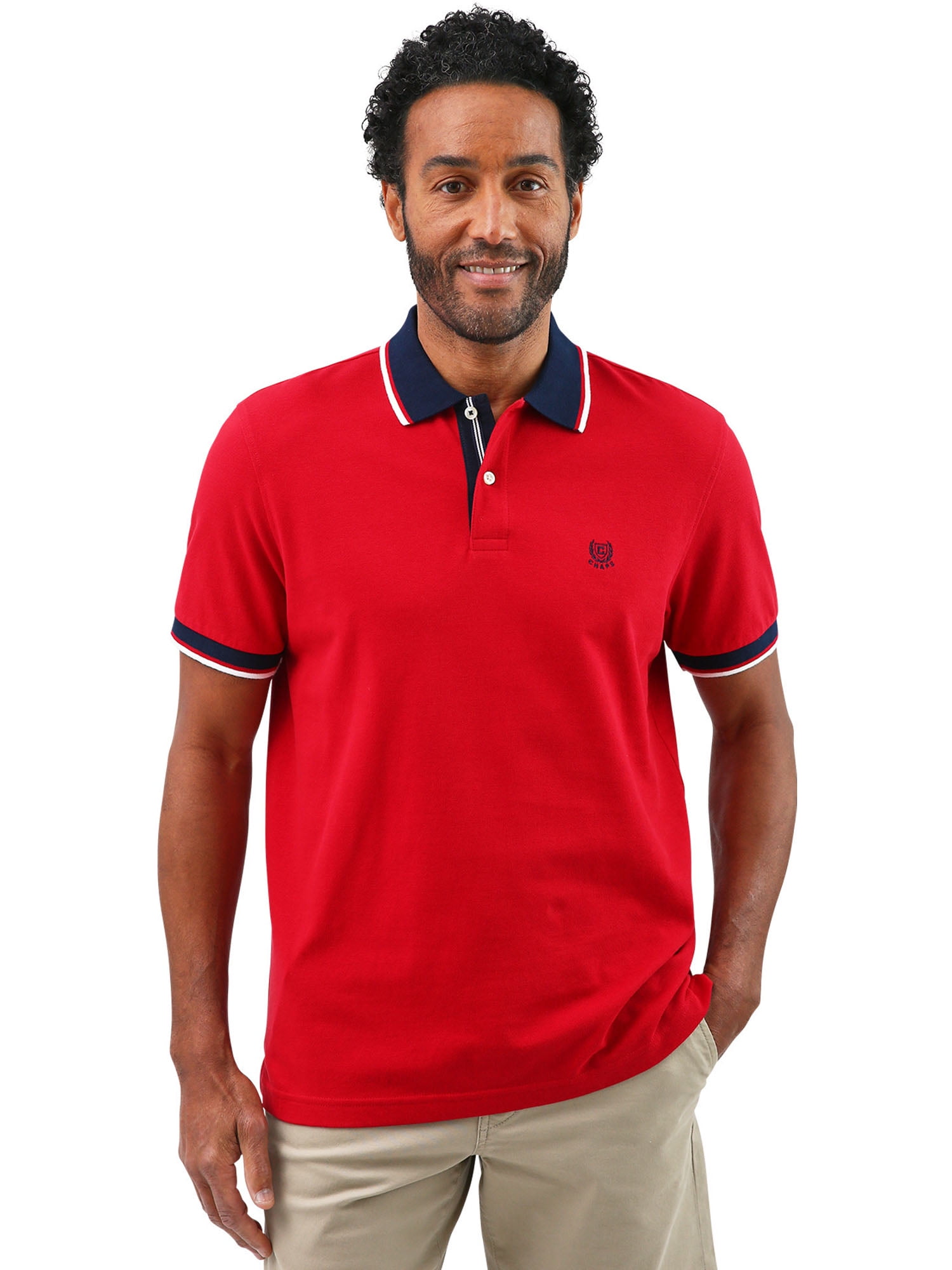 Chaps Men's Cotton Polo Shirt, Red, 2XL