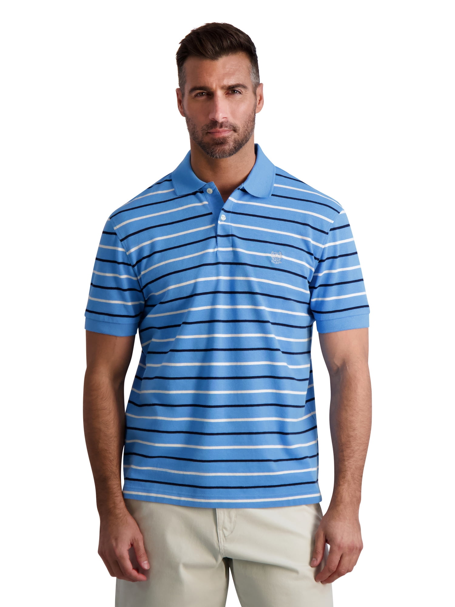 Chaps Men’s Classic Fit Short Sleeve Cotton Everyday Striped Pique Polo ...