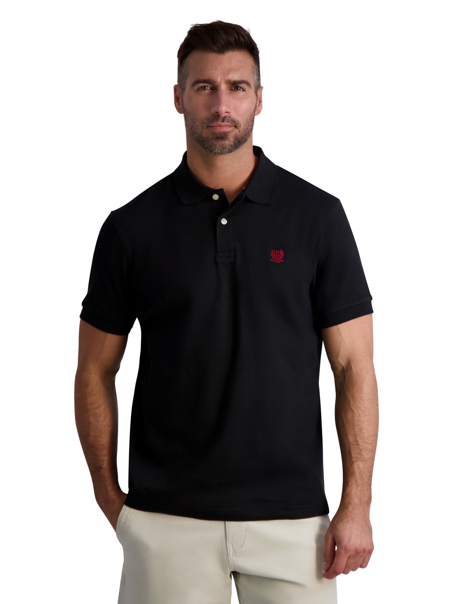 Chaps Men's Classic Fit Short Sleeve Cotton Solid Interlock Jersey Polo ...