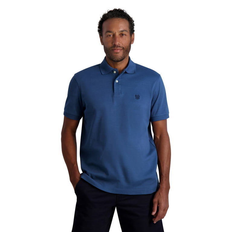 Polo Shirt White and Navy Blue Cotton Jersey