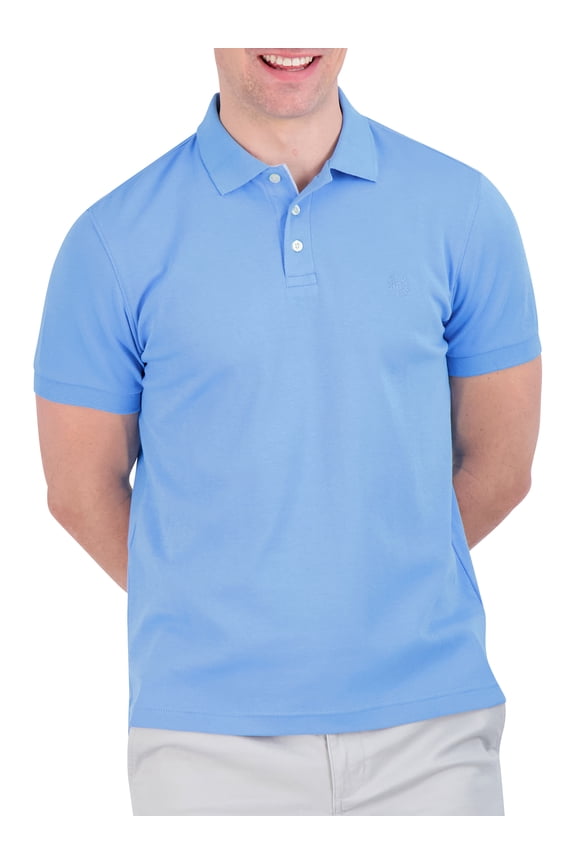 Men's Classic Fit Short Sleeve Cotton Solid Interlock Jersey Polo-Size S-2XL
