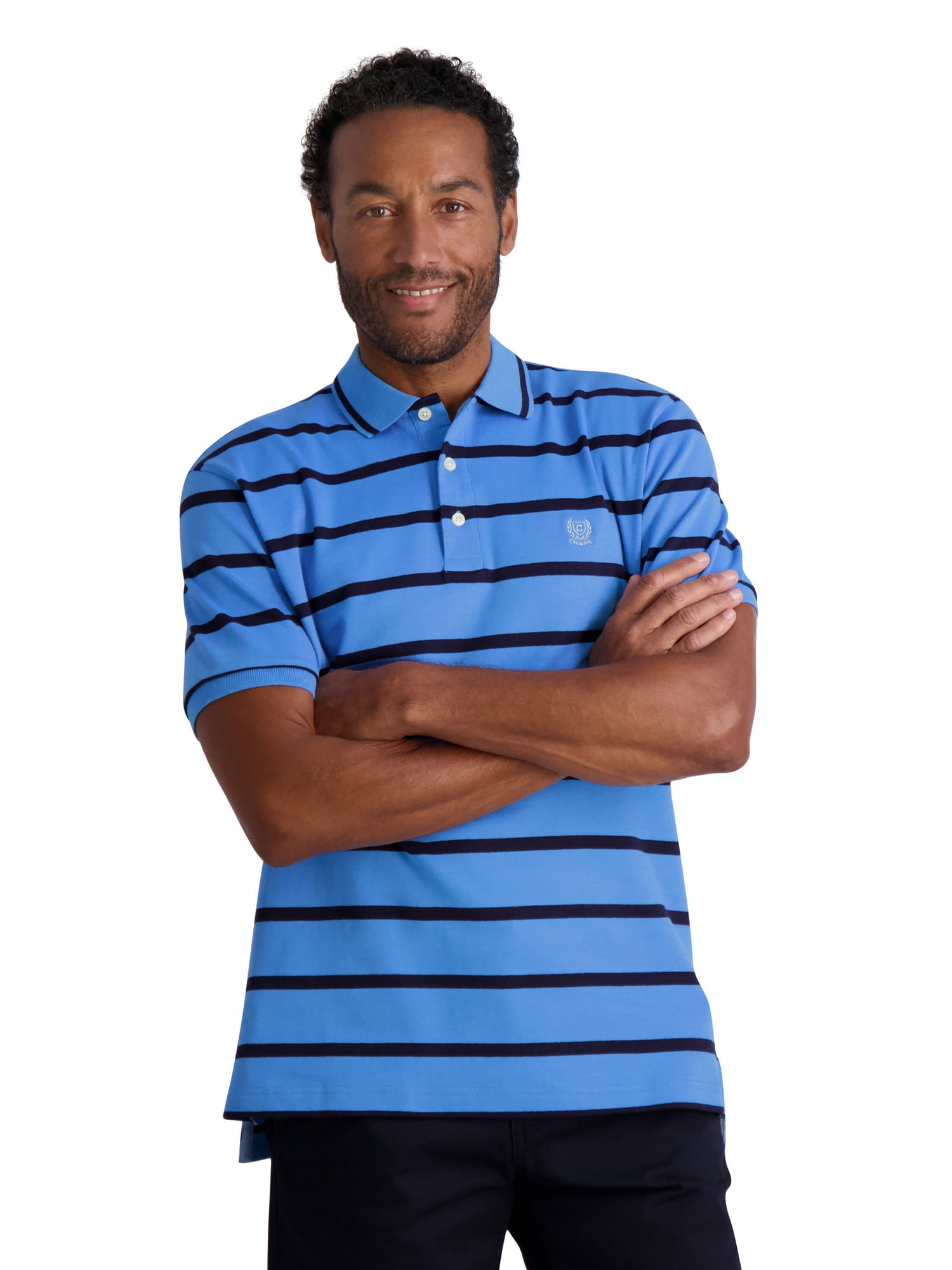 Chaps Men s Classic Fit Striped Cotton Jersey Polo Shirt Soft With chaps-men-s-classic-fit-striped-cotton-jersey-polo-shirt-soft-with