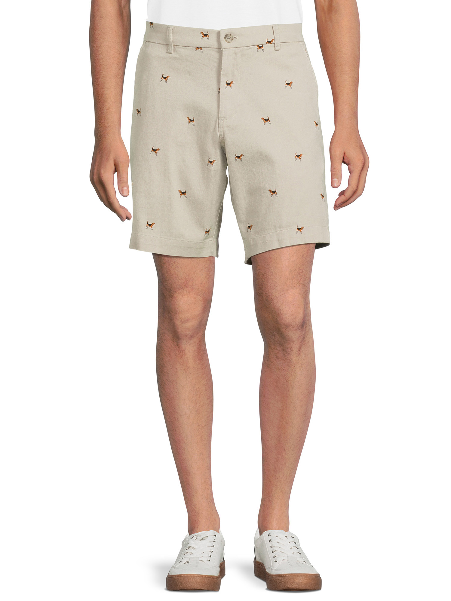 Chaps Men's Coastland Wash Stretch Printed 9" Inseam Flat Front Shorts