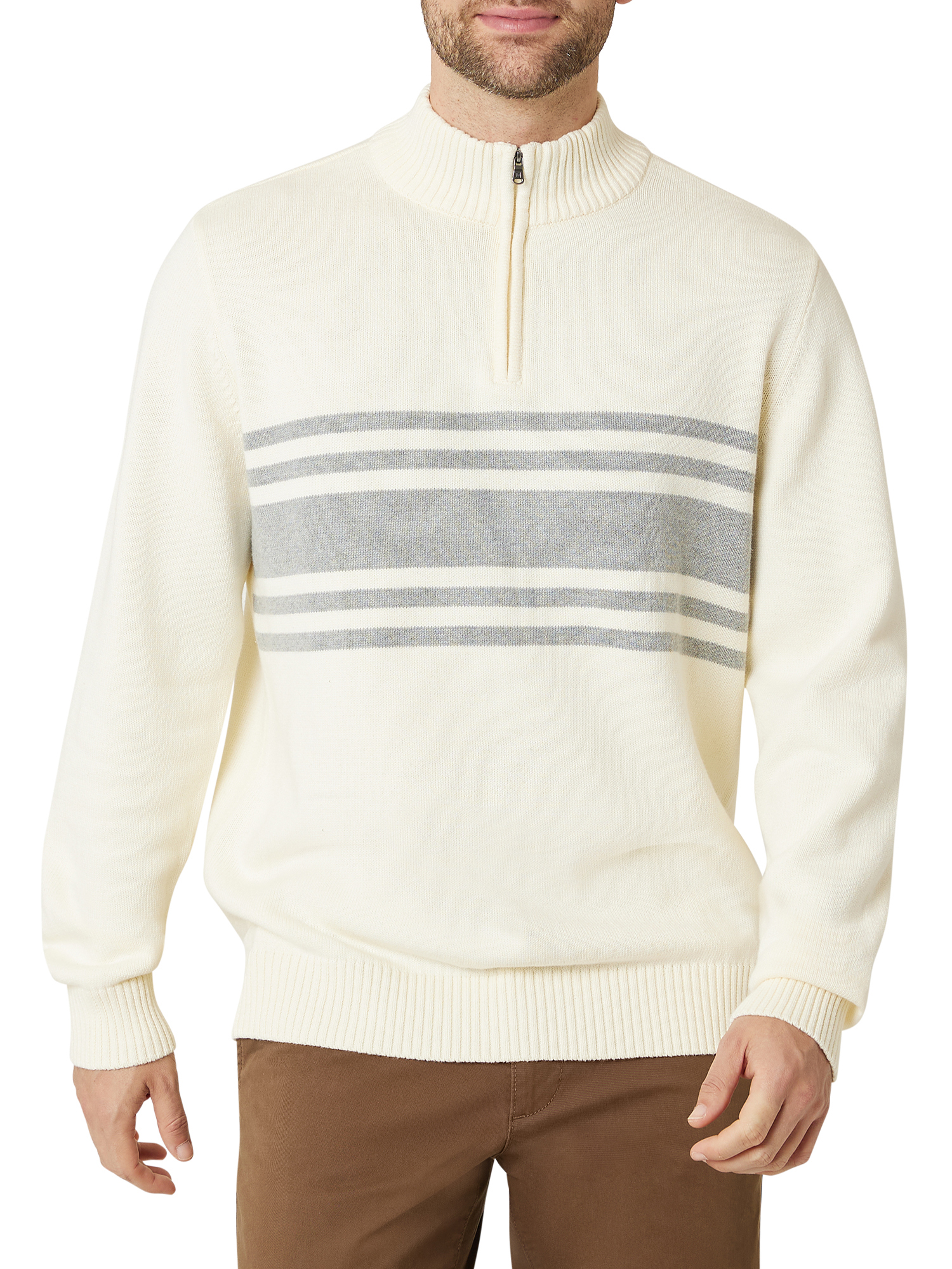 Chaps Men's Cotton Textured Quarter Zip Mockneck SweaterSizes XS up to