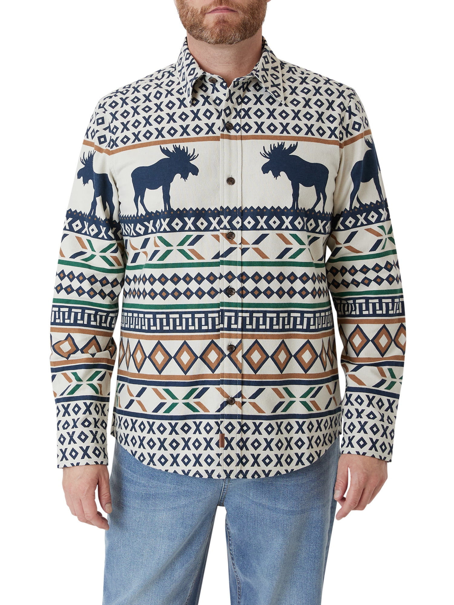 Chaps Men's Double Sided Brushed Cotton Long Sleeve Chamois Shirt ...