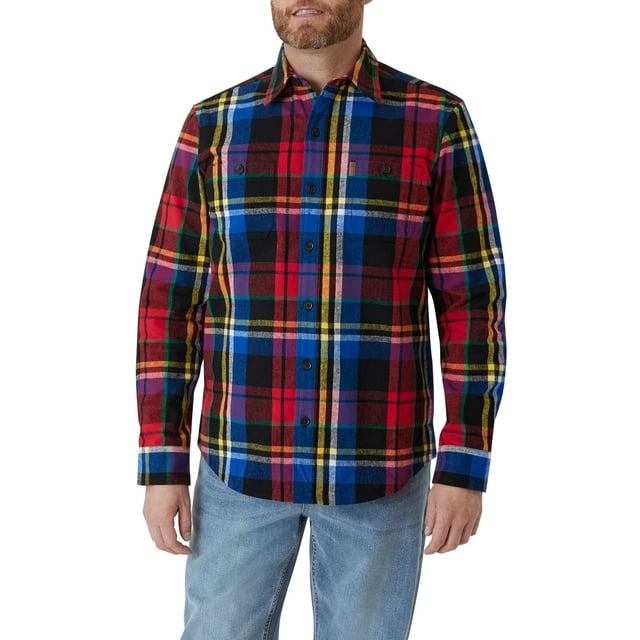 Chaps Men's Double Sided Brushed Cotton Long Sleeve Chamois Shirt ...