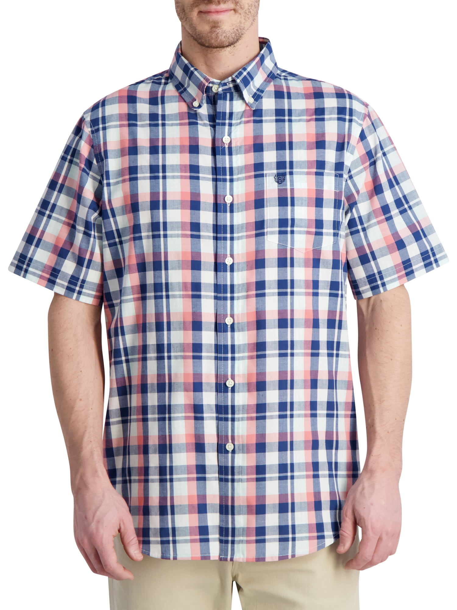 Chaps Men's Easy Care Sustainable Short-Sleeve Button Down Shirt-Size XS-3X  - Walmart.com