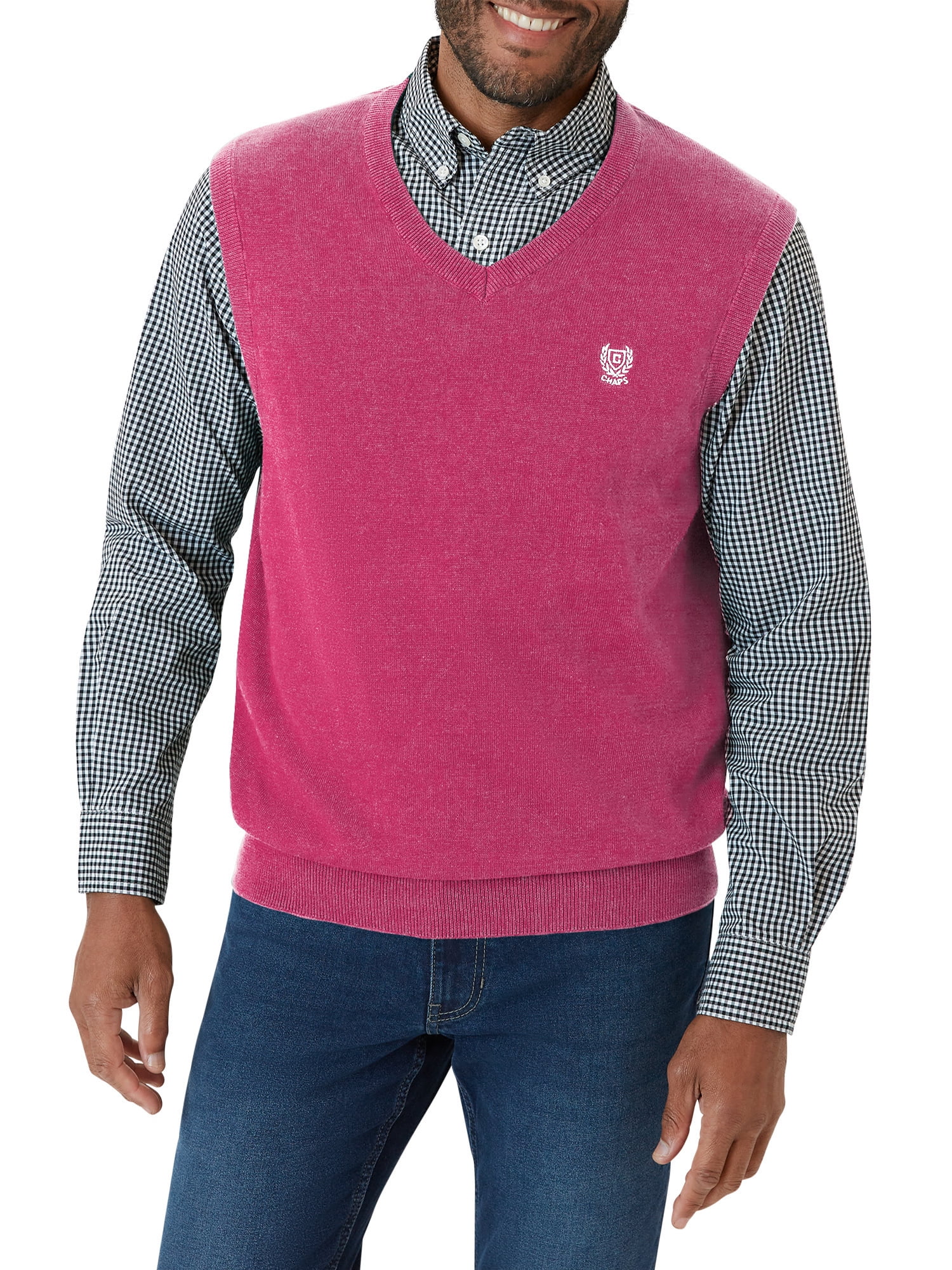 Mens pink top sweater vest
