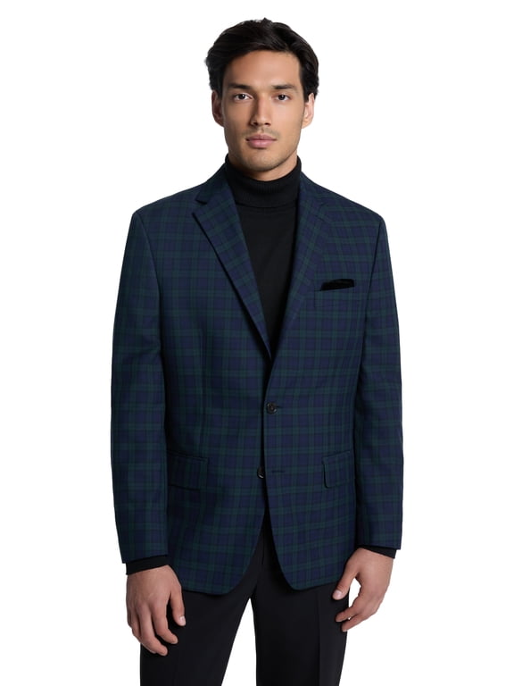 Men's Green Navy Window Sport Coat, Sizes 40R-48L