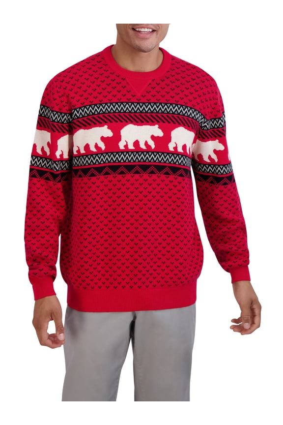 Men's Holiday Bear Crewneck Sweater - Sizes XS up to 4XB