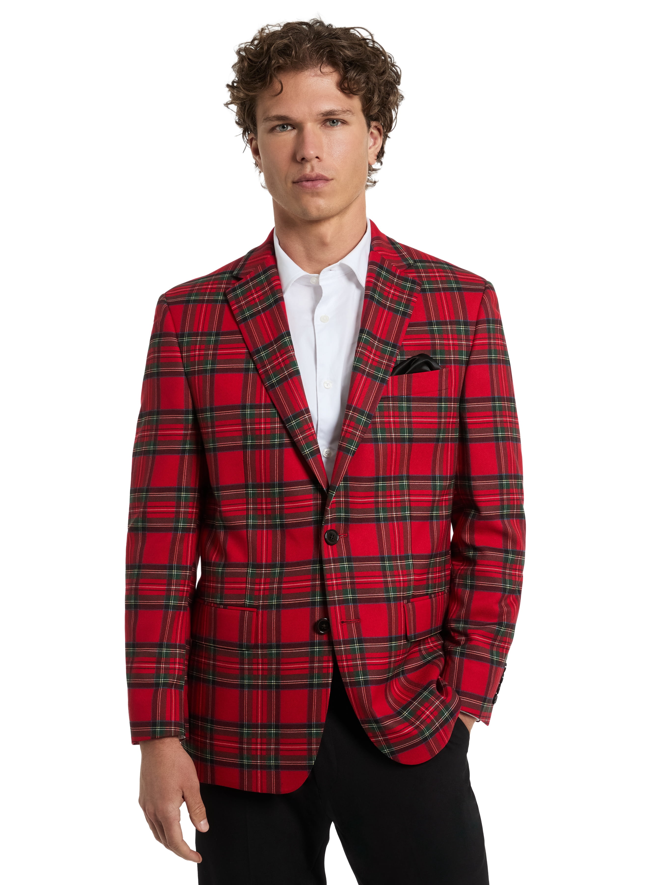 Chaps Men's Holiday Red Plaid Blazer, Sizes 40R-52R