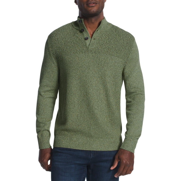 Chaps Men s Long Sleeve Classic Fit Button Mock Neck Sweater