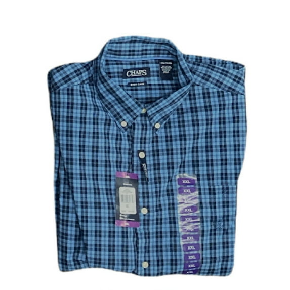 Chaps Men's Long Sleeve Easy Care Woven Button Down Shirt (Navy/Blue, XXL)
