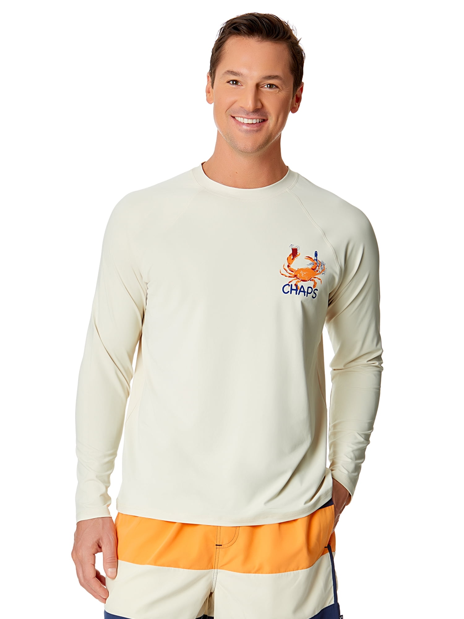 Chaps Men's Long Sleeve Graphic Rash Guard with UPF 50+, Sizes S3XL